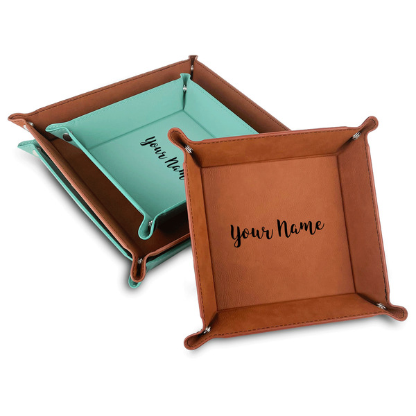 Custom Script Name Faux Leather Valet Tray (Personalized)
