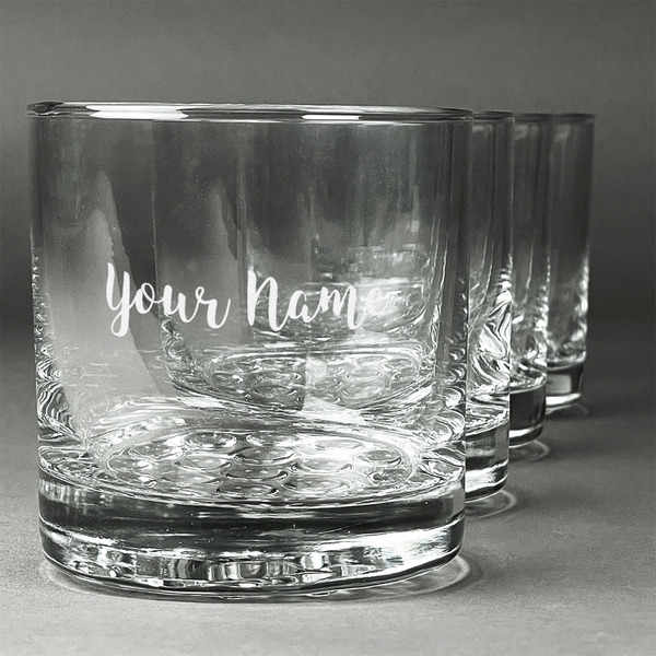 Custom Script Name Whiskey Glasses - Engraved - Set of 4 (Personalized)