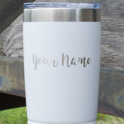 Script Name 20 oz Stainless Steel Tumbler - White - Double-Sided (Personalized)