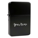 Script Name Windproof Lighter - Black - Single-Sided & Lid Engraved (Personalized)