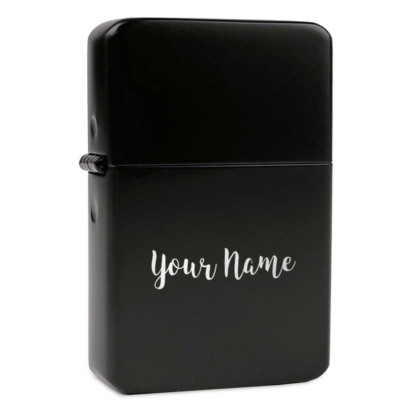 Custom Script Name Windproof Lighter - Black - Double-Sided (Personalized)