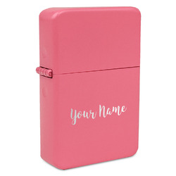 Script Name Windproof Lighter - Pink - Single-Sided & Lid Engraved (Personalized)