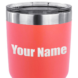 Block Name 30 oz Stainless Steel Tumbler - Coral - Single Sided (Personalized)