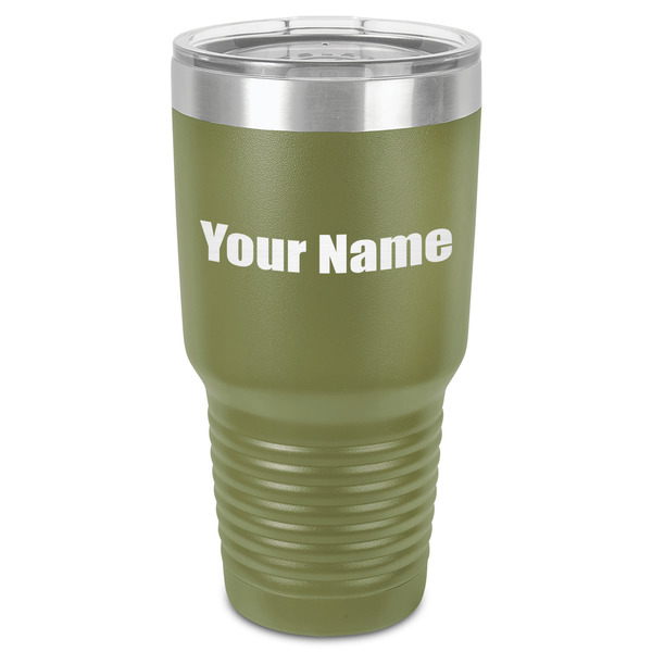 Custom Block Name 30 oz Stainless Steel Tumbler - Olive - Single-Sided (Personalized)