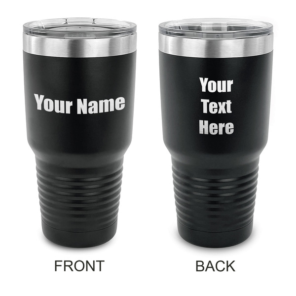 Custom Block Name 30 oz Stainless Steel Tumbler - Black - Double Sided (Personalized)