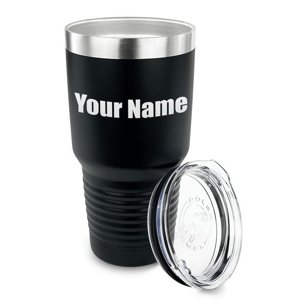 Block Name 30 oz Stainless Steel Ringneck Tumblers - Black - LID OFF