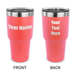 Block Name 30 oz Stainless Steel Tumbler - Coral - Double Sided (Personalized)