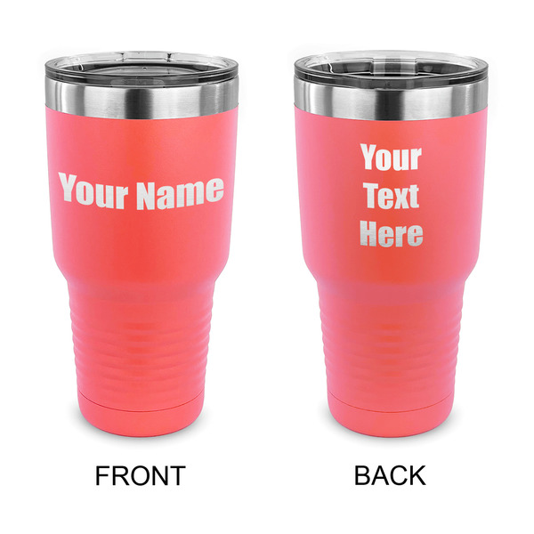 Custom Block Name 30 oz Stainless Steel Tumbler - Coral - Double Sided (Personalized)
