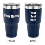 Block Name 30 oz Stainless Steel Tumbler - Navy - Double Sided (Personalized)