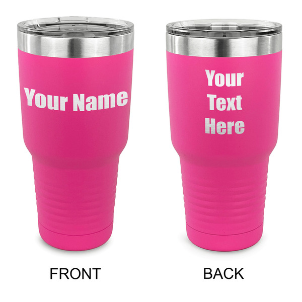Custom Block Name 30 oz Stainless Steel Tumbler - Pink - Double Sided (Personalized)