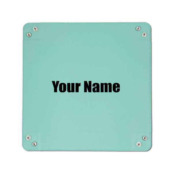 Block Name 6" x 6" Teal Leatherette Snap Up Tray - APPROVAL