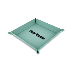 Block Name 6" x 6" Teal Faux Leather Valet Tray (Personalized)