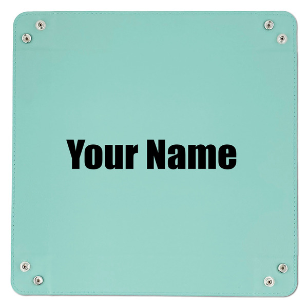 Block Name 9" x 9" Teal Leatherette Snap Up Tray - APPROVAL