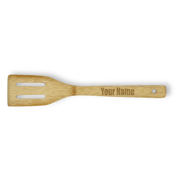 Custom Block Name Bamboo Slotted Spatula - Double-Sided (Personalized)