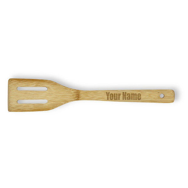 Custom Block Name Bamboo Slotted Spatula - Single-Sided (Personalized)