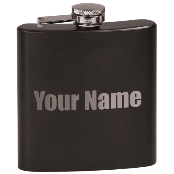 Custom Block Name Black Flask Set (Personalized)
