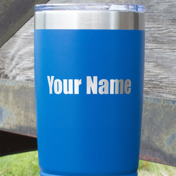 Block Name 20 oz Stainless Steel Tumbler - Royal Blue - Single Sided (Personalized)