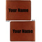 Block Name Cognac Leatherette Bifold Wallets - Front and Back