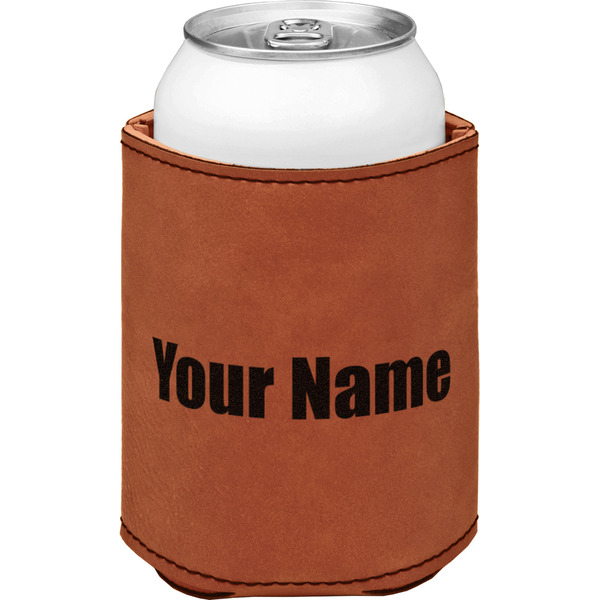 Block Name Cognac Leatherette Can Sleeve - Single Front