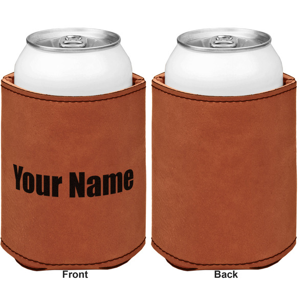 Block Name Cognac Leatherette Can Sleeve - Single Sided Front and Back