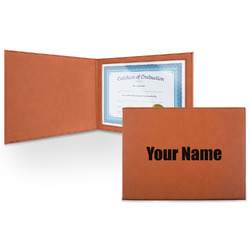 Block Name Leatherette Certificate Holder - Front (Personalized)