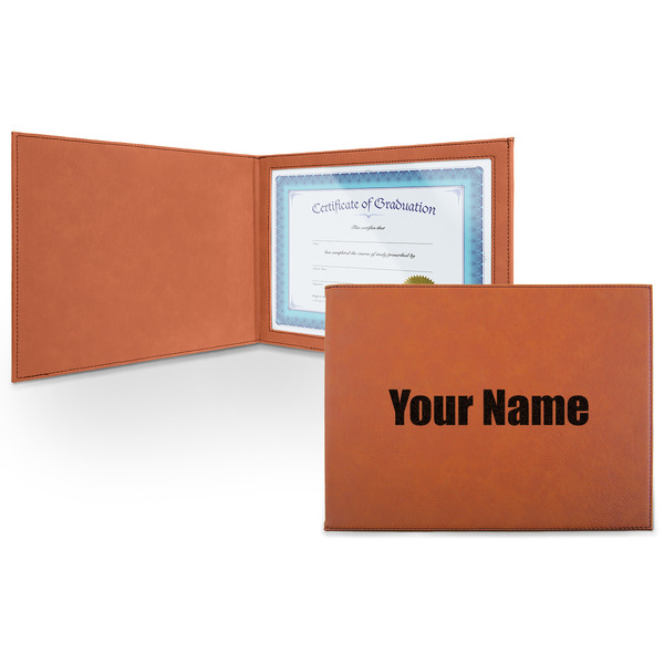 Custom Block Name Leatherette Certificate Holder - Front (Personalized)