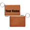 Block Name Cognac Leatherette Keychain ID Holders - Front Apvl