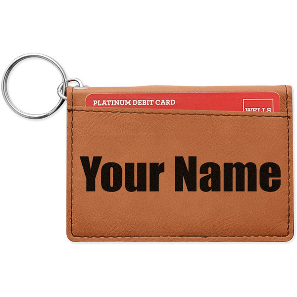 Custom Block Name Leatherette Keychain ID Holder - Double Sided (Personalized)