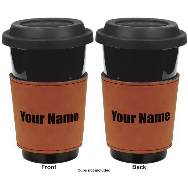 Block Name Cognac Leatherette Mug Sleeve - Double Sided Apvl
