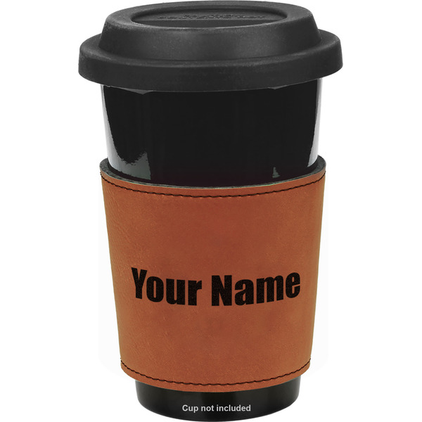 Custom Block Name Leatherette Cup Sleeve - Double Sided (Personalized)
