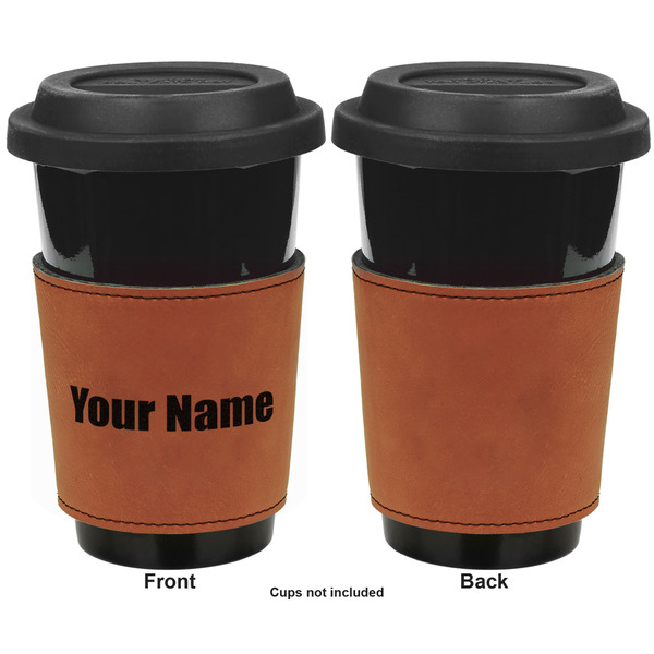 Block Name Cognac Leatherette Mug Sleeve - Single Sided Apvl