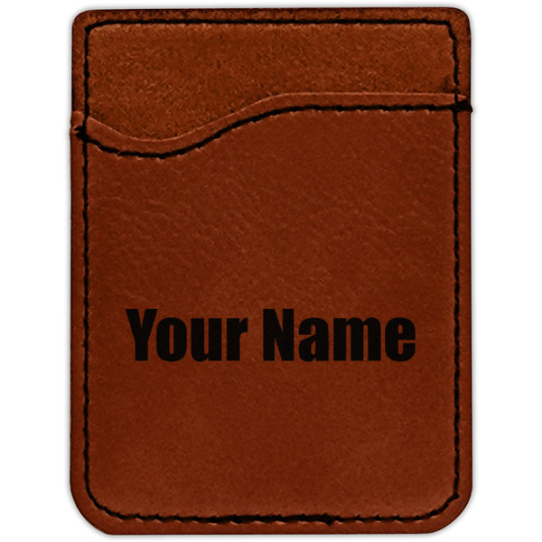 Block Name Cognac Leatherette Phone Wallet close up