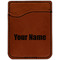 Block Name Cognac Leatherette Phone Wallet close up