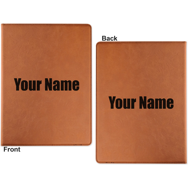 Block Name Cognac Leatherette Portfolios with Notepad - Large - Double Sided - Apvl