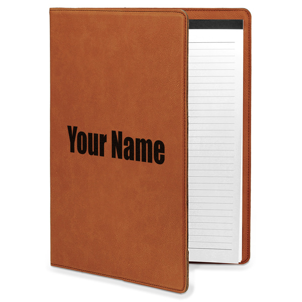 Custom Block Name Leatherette Portfolio with Notepad - Large - Single Sided (Personalized)