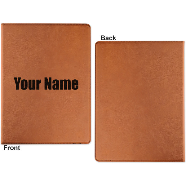 Block Name Cognac Leatherette Portfolios with Notepad - Large - Single Sided - Apvl