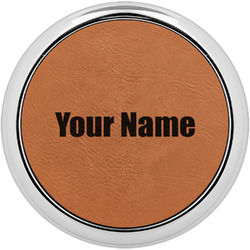 Block Name Set of 4 Leatherette Round Coasters w/ Silver Edge (Personalized)