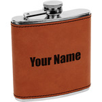 Block Name Leatherette Wrapped Stainless Steel Flask (Personalized)