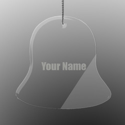 Block Name Engraved Glass Ornament - Bell (Personalized)