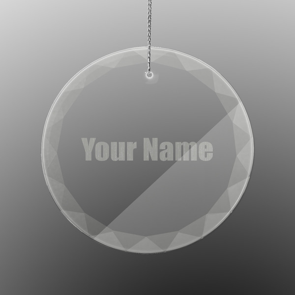 Custom Block Name Engraved Glass Ornament - Round (Personalized)