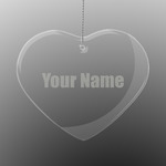 Block Name Engraved Glass Ornament - Heart (Personalized)