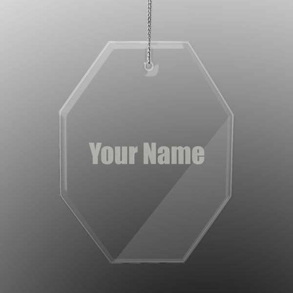 Custom Block Name Engraved Glass Ornament - Octagon (Personalized)