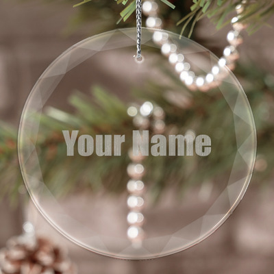 Block Name Engraved Glass Ornament (Personalized)