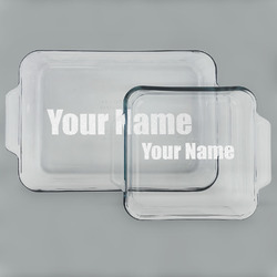 Block Name Set of Glass Baking & Cake Dish - 13in x 9in & 8in x 8in (Personalized)