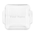 Block Name Glass Cake Dish with Truefit Lid - 8in x 8in (Personalized)