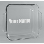 Block Name Glass Cake Dish - 8in x 8in (Personalized)