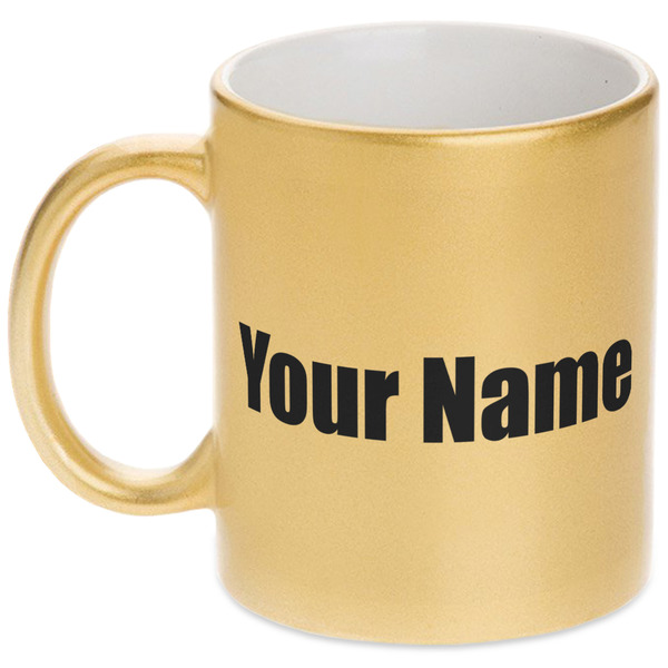Custom Block Name Metallic Gold Mug (Personalized)