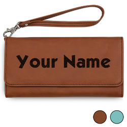 Block Name Ladies Leather Wallet - Laser Engraved (Personalized)