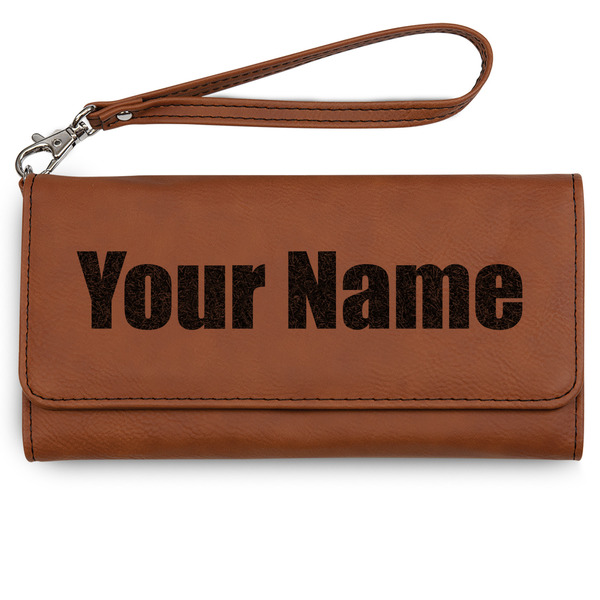 Custom Block Name Ladies Leatherette Wallet - Laser Engraved - Rawhide (Personalized)