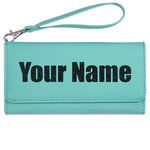 Block Name Ladies Leatherette Wallet - Laser Engraved- Teal (Personalized)